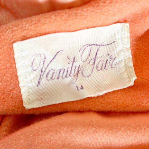 Vintage Vanity Fair Terry Robe Housecoat Orange 14 - Picture 8 of 12